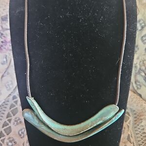 Handcrafted Turquoise Patina Pendant Necklace - Women Jewelry